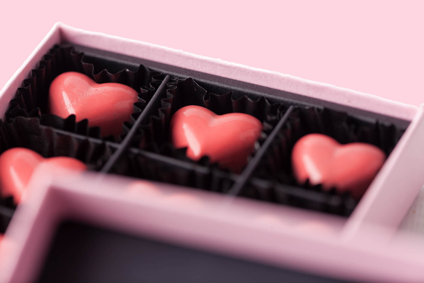 A Hill St. Luxury Chocolate Box of 9 Raspberry Caramel Hearts